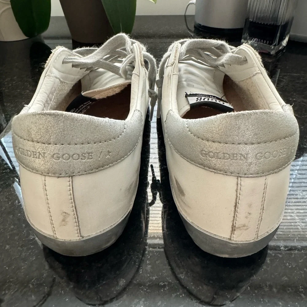 GOLDEN GOOSE WOMENS SUPERSTAR WHITE LEATHER SILVER STAR 40 WORN 1X LKNW - Picture 10 of 16